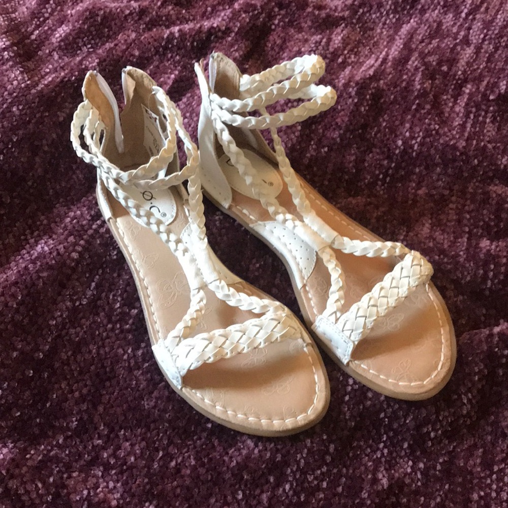 White leather gladiator sandals